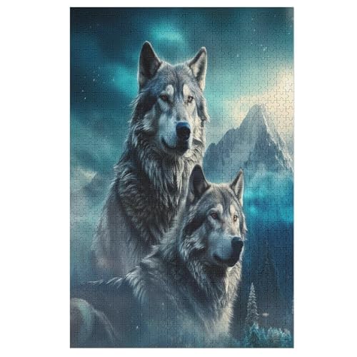 Wolf Holzpuzzle 1000 Teile Klassische Puzzles Erwachsene Kinder Puzzle DIY Kit Holzspielzeug Einzigartiges Geschenk Moderne Wohnkultur （78×53cm） von AAPZY