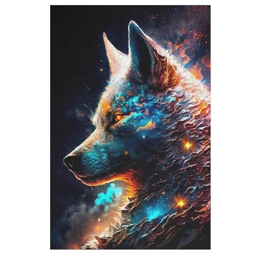 Wolf Holzpuzzle Erwachsene - 1000 Teiliges Jigsaw Knobelspiel - Puzzle Für Erwachsene & Kinder - Outdoor & Reisespielzeug - Geduldspiel （78×53cm） von AAPZY