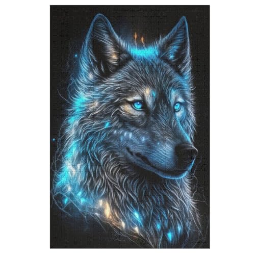 Wolf -Puzzle, 1000 Teile,Holzpuzzle Für Erwachsene Kinder, Lustiges Spielzeug, Denkspiel, Spielzeug, Bildungsspiel, Herausforderung, Pädagogisch, （78×53cm） von AAPZY