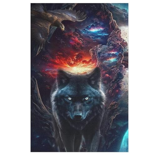 Wolf Puzzle Für Erwachsene 1000 Teile Premium 100% Recyceltes Brett Zum Lernen, Lernspielzeug, Familienspiele Kinder Holzpuzzle （78×53cm） von AAPZY
