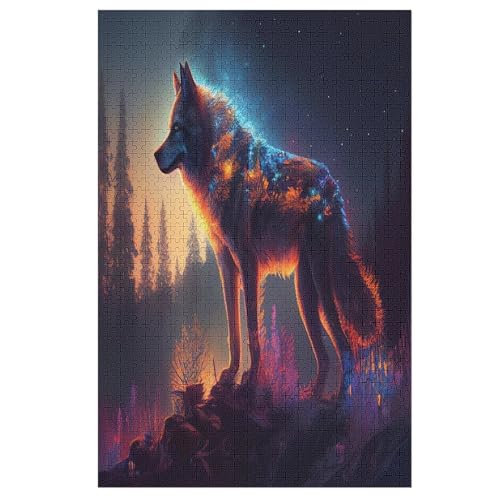 Wolf Puzzles 1000 Teile Erwachsener Kniffel Spaß Für Die Ganze Familie - 1000 Puzzleteilige Motive, Holzpuzzle Kinder Erwachsene, Impossible Puzzle Schwer （78×53cm） von AAPZY