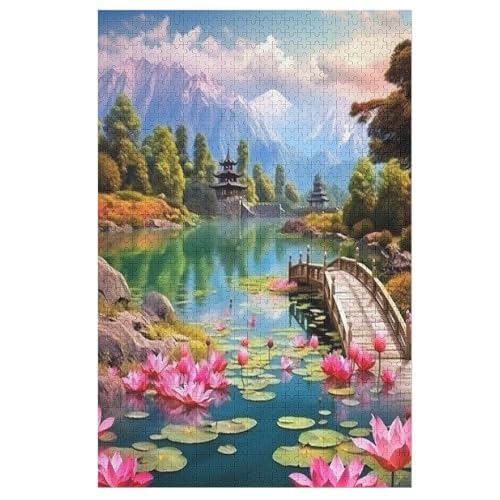 Wooden Bridge Lotus Holzpuzzle 1000 Teile Klassische Puzzles Erwachsene Kinder Puzzle DIY Kit Holzspielzeug Einzigartiges Geschenk Moderne Wohnkultur （78×53cm） von AAPZY