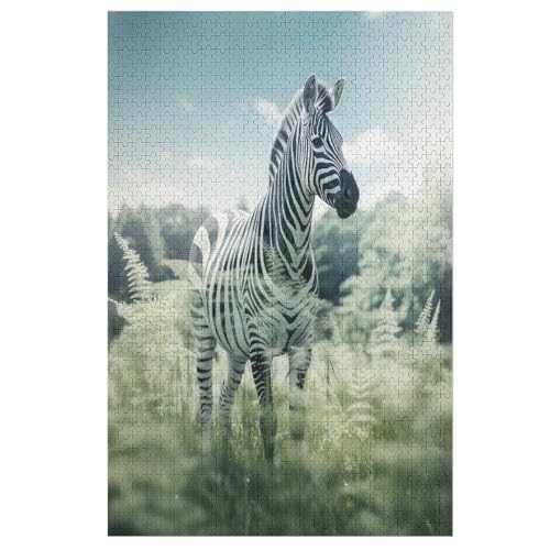 Zebra Holzpuzzle 1000 Teile,Puzzles Für Erwachsene, Impossible Puzzle, Geschicklichkeitsspiel Für Die Ganze Familie,Home Dekoration Puzzle, Puzzle Kinder Legespiel （78×53cm） von AAPZY