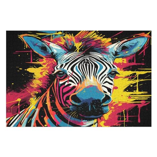 Zebra Holzpuzzle 1000 Teile Klassische Puzzles Erwachsene Kinder Puzzle DIY Kit Holzspielzeug Einzigartiges Geschenk Moderne Wohnkultur （75×50cm） von AAPZY