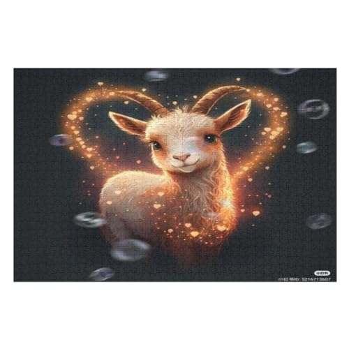 Ziege Holzpuzzle 1000 Teile Klassische Puzzles Erwachsene Kinder Puzzle DIY Kit Holzspielzeug Einzigartiges Geschenk Moderne Wohnkultur （75×50cm） von AAPZY