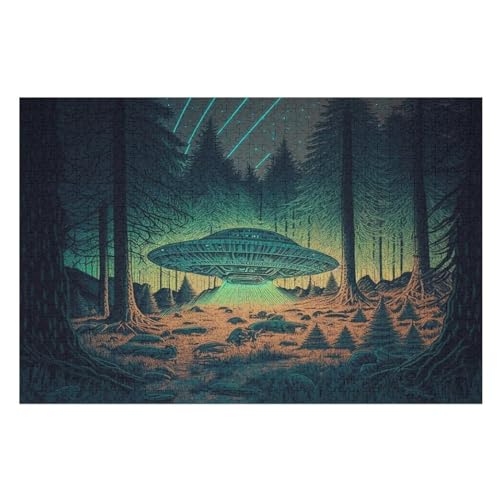 außerirdisches Raumschiff Puzzles 1000 Teile Erwachsener Kniffel Spaß Für Die Ganze Familie - 1000 Puzzleteilige Motive, Holzpuzzle Kinder Erwachsene, Impossible Puzzle Schwer （75×50cm） von AAPZY