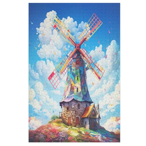 bunt Windmill Puzzle 1000 Teile,Puzzles Für Erwachsene, Impossible Puzzle, Geschicklichkeitsspiel Für Die Ganze Familie, Puzzle Kinder,Holzpuzzle-Geschenk,Raumdekoration, （78×53cm） von AAPZY