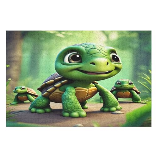 süß Schildkröte – Puzzle 1000 Teile, Holzpuzzle, Herausforderndes Geschicklichkeitsspiel Für Die Ganze Familie, Kinder Erwachsenenpuzzle Ab 12 Jahren （75×50cm） von AAPZY