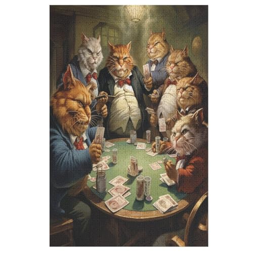 süße Katze Holzpuzzle 1000 Teile, Knobelspiele Für Erwachsene, Teenager, Puzzles Unmögliche - Kinder Puzzle Zimmer Deko （78×53cm） von AAPZY