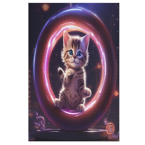süße Katze Holzpuzzle 1000 Teile,Puzzles Für Erwachsene, Impossible Puzzle, Geschicklichkeitsspiel Für Die Ganze Familie,Home Dekoration Puzzle, Puzzle Kinder Legespiel （78×53cm） von AAPZY