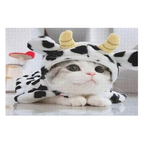 süße Katze Holzpuzzle 1000 Teile Klassische Puzzles Erwachsene Kinder Puzzle DIY Kit Holzspielzeug Einzigartiges Geschenk Moderne Wohnkultur （75×50cm） von AAPZY