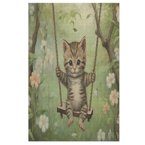 süße Katze -Puzzle, 1000 Teile,Holzpuzzle Für Erwachsene Kinder, Lustiges Spielzeug, Denkspiel, Spielzeug, Bildungsspiel, Herausforderung, Pädagogisch, （78×53cm） von AAPZY