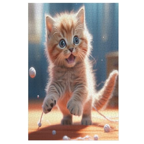 süße Katze -Puzzle, 1000 Teile,Holzpuzzle Für Erwachsene Kinder, Lustiges Spielzeug, Denkspiel, Spielzeug, Bildungsspiel, Herausforderung, Pädagogisch, （78×53cm） von AAPZY