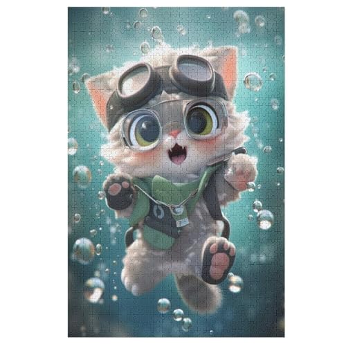 süße Katze Puzzle 1000 Teile,Puzzles Für Erwachsene, Impossible Puzzle, Geschicklichkeitsspiel Für Die Ganze Familie, Puzzle Kinder,Holzpuzzle-Geschenk,Raumdekoration, （78×53cm） von AAPZY