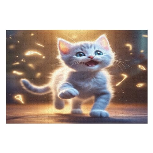 süße Katze Puzzles 1000 Teile Erwachsener Kniffel Spaß Für Die Ganze Familie - 1000 Puzzleteilige Motive, Holzpuzzle Kinder Erwachsene, Impossible Puzzle Schwer （75×50cm） von AAPZY