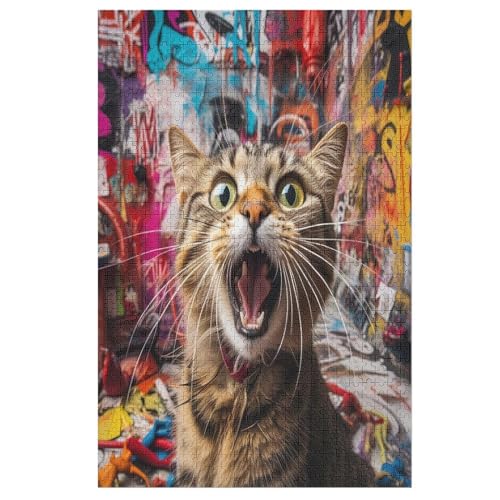 süße Katze Puzzles 1000 Teile Erwachsener Kniffel Spaß Für Die Ganze Familie - 1000 Puzzleteilige Motive, Holzpuzzle Kinder Erwachsene, Impossible Puzzle Schwer （78×53cm） von AAPZY