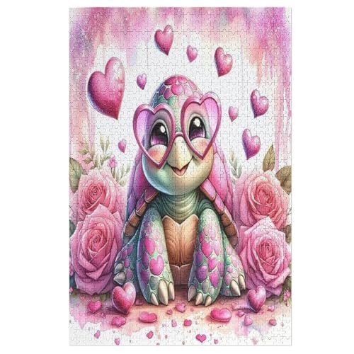 süße Schildkröte – Puzzle 1000 Teile, Holzpuzzle, Herausforderndes Geschicklichkeitsspiel Für Die Ganze Familie, Kinder Erwachsenenpuzzle Ab 12 Jahren （78×53cm） von AAPZY