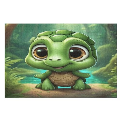 süße Schildkröte Puzzle 1000 Teile, Holzpuzzle Für Erwachsene, Impossible Puzzle, Geschicklichkeitsspiel Für Die Ganze Familie, Puzzle Farbenfrohes Legespiel Kinder Puzzles （75×50cm） von AAPZY