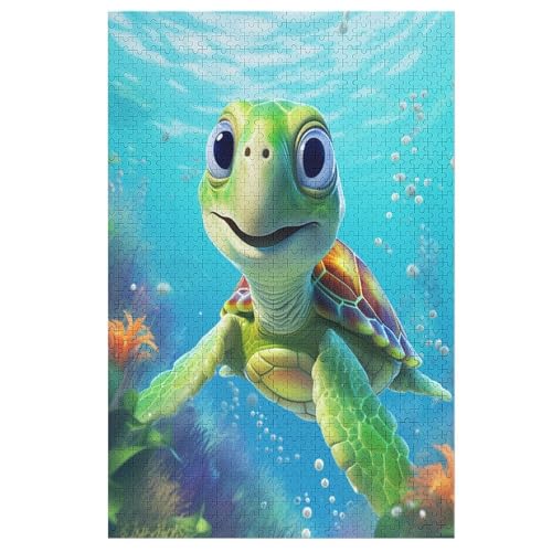 süße Schildkröte Puzzles 1000 Teile Erwachsener Kniffel Spaß Für Die Ganze Familie - 1000 Puzzleteilige Motive, Holzpuzzle Kinder Erwachsene, Impossible Puzzle Schwer （78×53cm） von AAPZY