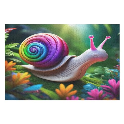 süße Schnecke 1000 Teile Premium-Puzzles Für Erwachsene Kinder- Holzpuzzles Spaß Und Lernspiele - Perfekte Puzzle-Geschenke （75×50cm） von AAPZY