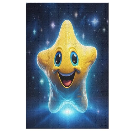 süße Sterne Holzpuzzle 1000 Teile, Knobelspiele Für Erwachsene, Teenager, Puzzles Unmögliche - Kinder Puzzle Zimmer Deko （78×53cm） von AAPZY