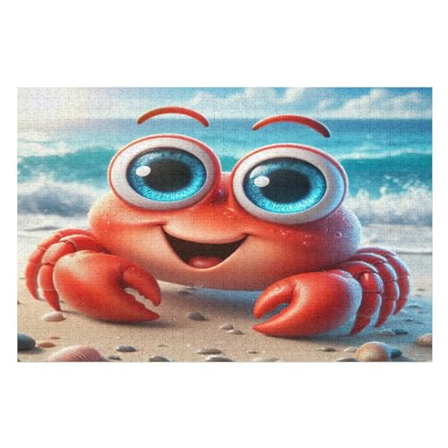 süße krabbe Holzpuzzle 1000 Teile,Puzzles Für Erwachsene, Impossible Puzzle, Geschicklichkeitsspiel Für Die Ganze Familie,Home Dekoration Puzzle, Puzzle Kinder Legespiel （75×50cm） von AAPZY