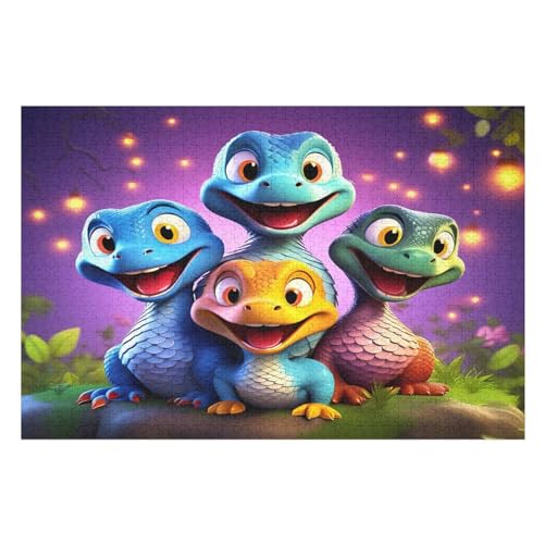 süßer Dinosaurier Puzzle 1000 Teile,Puzzles Für Erwachsene, Impossible Puzzle, Geschicklichkeitsspiel Für Die Ganze Familie, Puzzle Kinder,Holzpuzzle-Geschenk,Raumdekoration, （75×50cm） von AAPZY