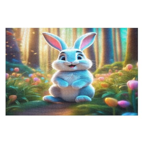 süßer Hase Holzpuzzle 1000 Teile,Puzzles Für Erwachsene, Impossible Puzzle, Geschicklichkeitsspiel Für Die Ganze Familie,Home Dekoration Puzzle, Puzzle Kinder Legespiel （75×50cm） von AAPZY
