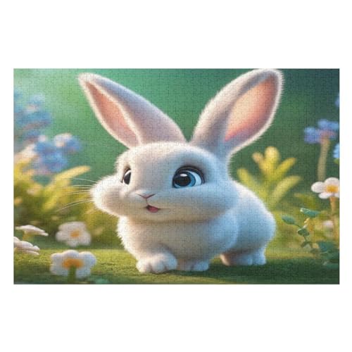 süßer Hase – Puzzle 1000 Teile, Holzpuzzle, Herausforderndes Geschicklichkeitsspiel Für Die Ganze Familie, Kinder Erwachsenenpuzzle Ab 12 Jahren （75×50cm） von AAPZY