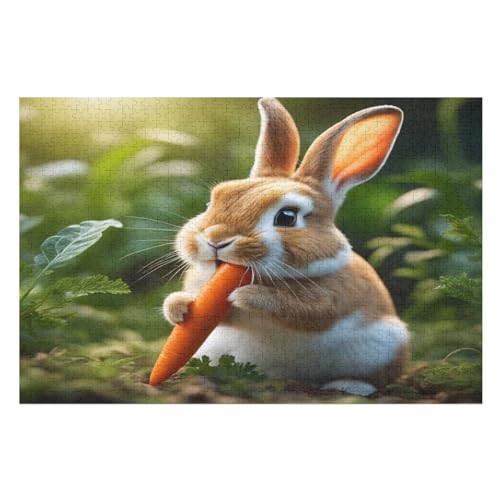 süßer Hase Puzzle 1000 Teile, Holzpuzzle Für Erwachsene, Impossible Puzzle, Geschicklichkeitsspiel Für Die Ganze Familie, Puzzle Farbenfrohes Legespiel Kinder Puzzles （75×50cm） von AAPZY