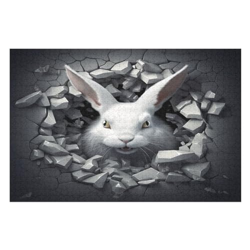 süßer Hase Puzzles 1000 Teile Erwachsener Kniffel Spaß Für Die Ganze Familie - 1000 Puzzleteilige Motive, Holzpuzzle Kinder Erwachsene, Impossible Puzzle Schwer （75×50cm） von AAPZY