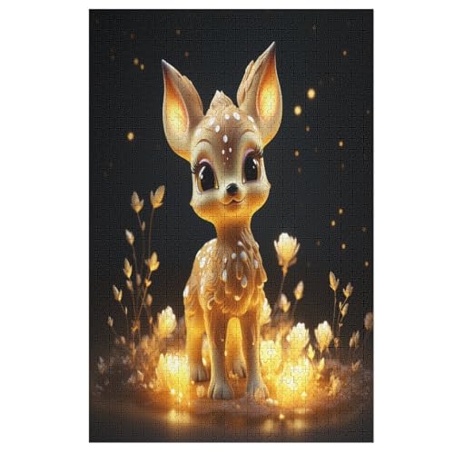 süßer Hirsch Puzzle Für Erwachsene 1000 Teile Premium 100% Recyceltes Brett Zum Lernen, Lernspielzeug, Familienspiele Kinder Holzpuzzle （78×53cm） von AAPZY