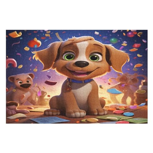 süßer Hund Holzpuzzle Erwachsene - 1000 Teiliges Jigsaw Knobelspiel - Puzzle Für Erwachsene & Kinder - Outdoor & Reisespielzeug - Geduldspiel （75×50cm） von AAPZY