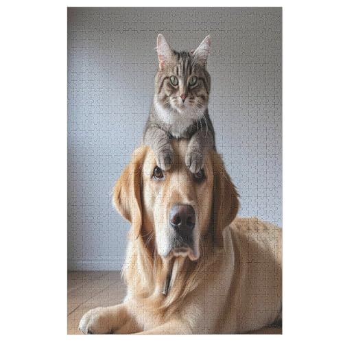 süßer Hund Holzpuzzle Erwachsene - 1000 Teiliges Jigsaw Knobelspiel - Puzzle Für Erwachsene & Kinder - Outdoor & Reisespielzeug - Geduldspiel （78×53cm） von AAPZY
