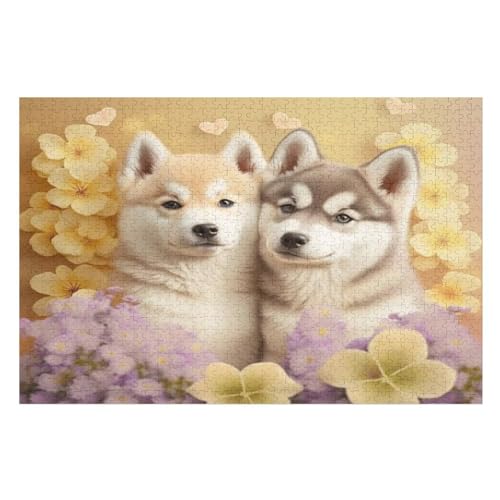 süßer Hund Puzzle 1000 Teile, Holzpuzzle Für Erwachsene, Impossible Puzzle, Geschicklichkeitsspiel Für Die Ganze Familie, Puzzle Farbenfrohes Legespiel Kinder Puzzles （75×50cm） von AAPZY