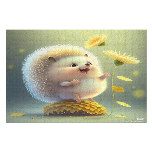 süßer Igel Holzpuzzle 1000 Stück Puzzles Für Erwachsene Teenager Stress Abbauen Familien-Puzzlespiel Poster 1000-teiliges Puzzle Kinder Lernspiel Spielzeug Geschenk （75×50cm） von AAPZY