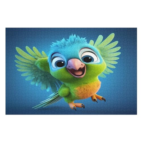 süßer Papagei Puzzle 1000 Teile,Puzzles Für Erwachsene, Impossible Puzzle, Geschicklichkeitsspiel Für Die Ganze Familie, Puzzle Kinder,Holzpuzzle-Geschenk,Raumdekoration, （75×50cm） von AAPZY