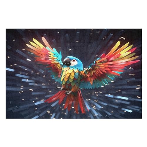 süßer Papagei Puzzle Für Erwachsene 1000 Teile Premium 100% Recyceltes Brett Zum Lernen, Lernspielzeug, Familienspiele Kinder Holzpuzzle （75×50cm） von AAPZY