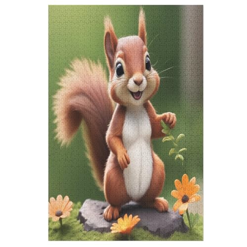 süßes Eichhörnchen Puzzles 1000 Teile Erwachsener Kniffel Spaß Für Die Ganze Familie - 1000 Puzzleteilige Motive, Holzpuzzle Kinder Erwachsene, Impossible Puzzle Schwer （78×53cm） von AAPZY
