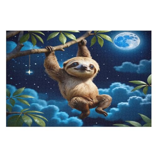 süßes Faultier – Puzzle 1000 Teile, Holzpuzzle, Herausforderndes Geschicklichkeitsspiel Für Die Ganze Familie, Kinder Erwachsenenpuzzle Ab 12 Jahren （75×50cm） von AAPZY