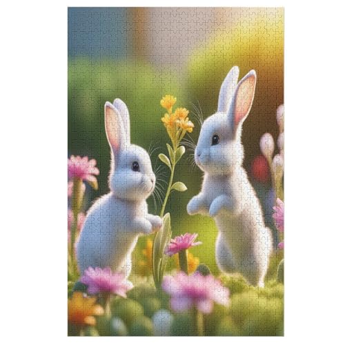 süßes Kaninchen Puzzles 1000 Teile Erwachsener Kniffel Spaß Für Die Ganze Familie - 1000 Puzzleteilige Motive, Holzpuzzle Kinder Erwachsene, Impossible Puzzle Schwer （78×53cm） von AAPZY