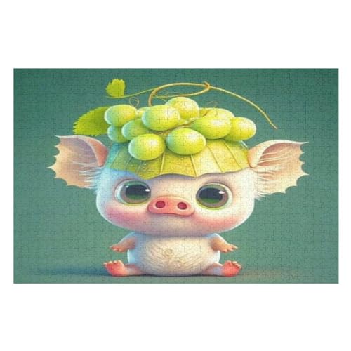 süßes Schwein 1000 Teile Puzzles Für Erwachsene Holzpuzzle Familienpuzzlespiel Stressabbau-Puzzle Für Erwachsene Kinder Ab 12 Jahren （75×50cm） von AAPZY