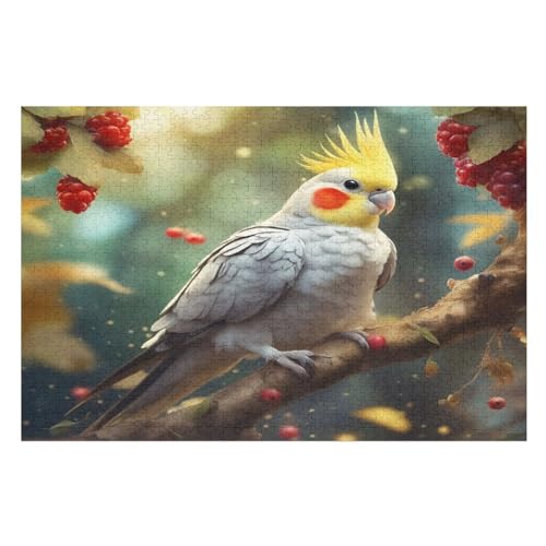 weißer Papagei Puzzle 1000 Teile, Holzpuzzle Für Erwachsene, Impossible Puzzle, Geschicklichkeitsspiel Für Die Ganze Familie, Puzzle Farbenfrohes Legespiel Kinder Puzzles （75×50cm） von AAPZY
