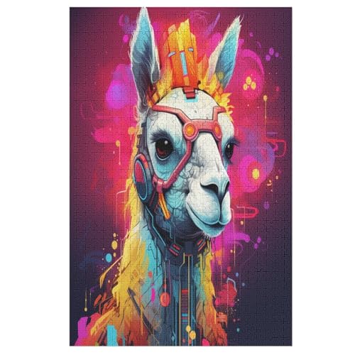 Alpaka Holzpuzzle - 1000 Teiliges Jigsaw Knobelspiel - Puzzle Für Erwachsene & Kinder - Outdoor & Reisespielzeug 78×53cm von AASWDDS