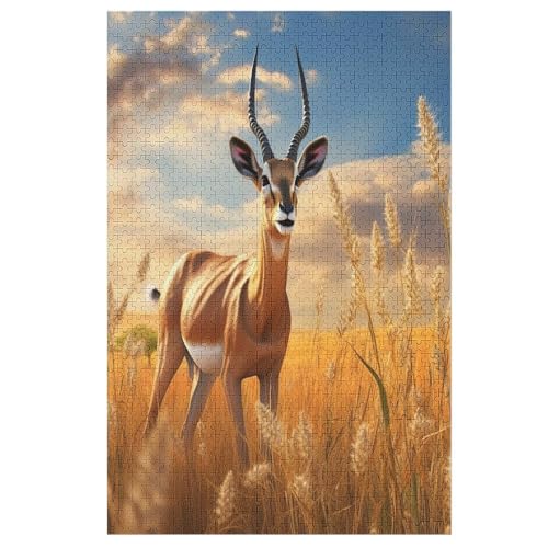 Antelope Holzpuzzle 1000 Teile Klassische Puzzles Erwachsene Kinder Puzzle DIY Kit Holzspielzeug Einzigartiges Geschenk 78×53cm von AASWDDS