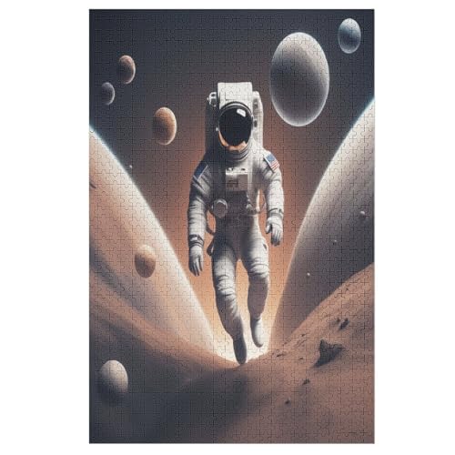Astronaut Puzzles 1000 Teile Erwachsener Kniffel Spaß Für Die Ganze Familie, Holzpuzzle Kinder Erwachsene, Impossible Puzzle Schwer 78×53cm von AASWDDS