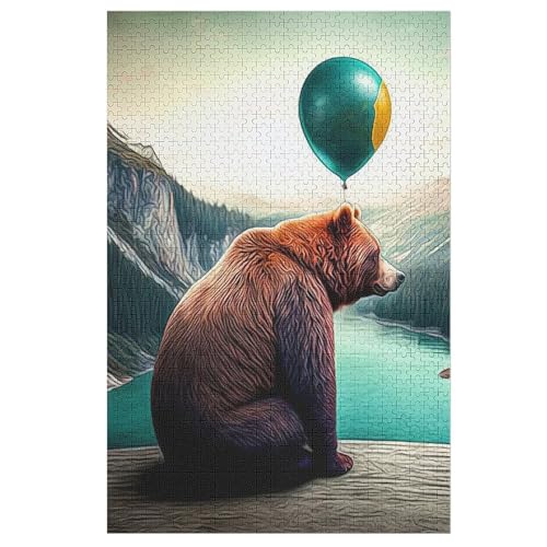Bär Holzpuzzle 1000 Teile Klassische Puzzles Erwachsene Kinder Puzzle DIY Kit Holzspielzeug Einzigartiges Geschenk 78×53cm von AASWDDS