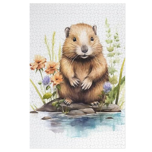 Biber Holzpuzzle 1000 Teile Klassische Puzzles Erwachsene Kinder Puzzle DIY Kit Holzspielzeug Einzigartiges Geschenk 78×53cm von AASWDDS