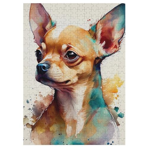 Chihuahua 300 Teile Puzzles, Wood Craft, Hochwertiges Modernes Puzzle, DIY, Für Erwachsene Und Kinder Ab 12 Jahren, 42×30cm von AASWDDS