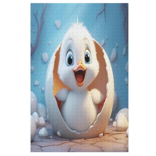 Cute Ente Holzpuzzle 1000 Teile, Knobelspiele Für Erwachsene, Teenager, Puzzles Unmögliche - Kinder Puzzle Zimmer Deko 78×53cm von AASWDDS